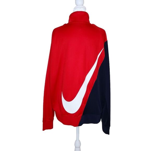 Nike Big Swoosh Zip Up Track Jacket Color Block Red Navy Blue Men's Large - Picture 6 of 12